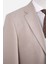 Erkek Klasik Takım Elbise Flanel Yün Mono Yaka Çift Yırtmaç Rahat Kalıp Bej 7