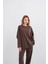 Kahverengi Kadın Tencel Karışımlı Yumuşak Dokulu Bisiklet Yaka Basic Bol Paça Alt-Üst Takım 4