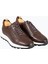 Erkek Spor Ayakkabı Hakiki Deri Bağcıklı Yüksek Taban Kahverengi 2