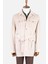 Erkek Trençkot Kadife Kumaş Kuşaklı Safari Cepli Modern Fit Mono Yaka Bej 1