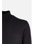 Erkek Yarım Balıkçı Yaka Triko Kazak Pamuk Kaşmir Slim Fit Siyah 2