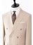 Erkek Kruvaze Takım Elbise Kendinden Dokulu Sivri Yaka Modern Fit Bej 3