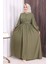 Düğme Detay Elbise 6055 Haki 1