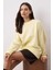 3 Iplik Şardonlu Bisiklet Yaka Sweatshirt Sarı 3