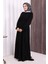 Düğme Detay Elbise 6055 Siyah 4