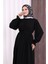 Düğme Detay Elbise 6055 Siyah 5