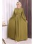 Düğme Detay Elbise 6055 Yağ Yeşili 2