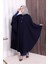 Düğmeli Kapşonlu Triko Panço 18342 Lacivert 2