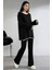 Yan Yırtmaç Detaylı Çoban Dikişli Ikili Triko Takım - Siyah 3
