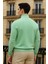 Erkek Trend Kışlık Yarım Boğazlı Mint Triko Kazak 5