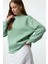 3 Iplik Şardonlu Bisiklet Yaka Sweatshirt Mint 4