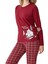 %100 Pamuk Sıfır Yaka Ekose Bayan Pijama Takım 4