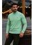 Erkek Basic Kışlık Yarım Boğazlı Uzun Mint Kazak 2