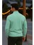 Erkek Basic Kışlık Yarım Boğazlı Uzun Mint Kazak 6