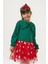 Kız Çocuk Pamuklu Yeşil Fiyonklu Uzun Kollu Kırmızı Ağaç Desenli Tüllü Elbise - Yılbaşı Konseptli 5
