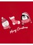 Kız Çocuk Pamuklu Kırmızı Penguen ve Kardan Adam Temalı Tül Etekli Noel Elbise 3