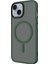 iPhone 15 Plus Kılıf Mat Arka Yüzey Wireless Şarj Özellikli Zore Flet M-Safe Kapak - Koyu Yeşil 6
