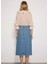 Kadın Yırtmaçlı Midi Denim Etek Yüksek Bel Kalem Kalıp Düz Desen Fonksiyonel Dayanıklı Şık 5