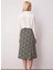 Kadın Çiçek Desenli Yırtmaçlı Midi Dokuma Etek Yüksek Bel A Kesim %100 Viskoz Fonksiyonel Şık 5
