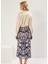 Kadın Etnik Desenli Bağlama Detaylı Dokuma Kumaş Rahat Kalıp Anvelop Kesim Midi Boy Etek Şık 5