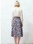 Kadın Çiçek Desenli Yırtmaçlı Midi Dokuma Etek Yüksek Bel A Kesim %100 Viskoz Fonksiyonel Şık 5