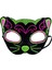 Siyah Kadife Kaplama Üzeri Pembe Yeşil Sim Işlemeli Kedi Maskesi 20X13 cm (4940) 1