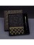 Gold Desen Siyah Deri Defter Kalem Set 1