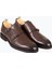 Erkek Klasik Ayakkabı Çift Tokalı Hakiki Deri Eva Taban Kahverengi 2