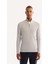 Erkek Gri Dik Yaka Fermuarlı Soft Touch Çizgili Triko Regular Fit Kazak A52Y5151 1