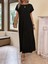 Kadın Uzun Kollu Yakası Açık Viskon Elbise 4