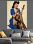 Mavi Elbiseli Retro Pin-Up Dekoratif Kanvas - Mdf Ahşap Tablo 3