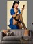 Mavi Elbiseli Retro Pin-Up Dekoratif Kanvas - Mdf Ahşap Tablo 4