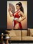 Yelpazeli Kırmızı Elbiseli Kadın Dekoratif Kanvas - Mdf Ahşap Tablo 2