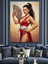 Yelpazeli Kırmızı Elbiseli Kadın Dekoratif Kanvas - Mdf Ahşap Tablo 3