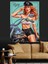 Retro Bisiklet Süren Pin-Up Dekoratif Kanvas - Mdf Ahşap Tablo 3