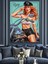 Retro Bisiklet Süren Pin-Up Dekoratif Kanvas - Mdf Ahşap Tablo 4