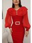 Omuz Drapeli Abiye Elbise 2314-KIRMIZI 5