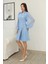 Bağlama Detaylı Piliseli Elbise 2324-BEBE Mavisi 4