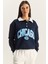 Kadın Polo Yaka Chicago Baskılı Üç Iplik Şardonlu Sweatshirt 1