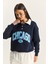 Kadın Polo Yaka Chicago Baskılı Üç Iplik Şardonlu Sweatshirt 3