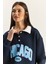 Kadın Polo Yaka Chicago Baskılı Üç Iplik Şardonlu Sweatshirt 5