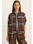 Kadın Ekose Desenli Oversize Oduncu Gömlek 2