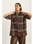 Kadın Ekose Desenli Oversize Oduncu Gömlek 4