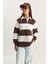 Kadın Polo Yaka Nakışlı Çizgili Sweatshirt 2