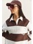 Kadın Polo Yaka Nakışlı Çizgili Sweatshirt 5