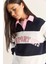 Kadın Polo Yaka Nakışlı Çizgili Sweatshirt 4