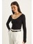 Kadın U Yaka Likralı Basic Bluz 2