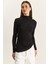 Kadın Soft Touch Yarım Balıkçı Yaka Büzgülü Basic Bluz 2