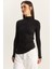 Kadın Soft Touch Yarım Balıkçı Yaka Büzgülü Basic Bluz 4