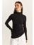 Kadın Soft Touch Yarım Balıkçı Yaka Büzgülü Basic Bluz 5